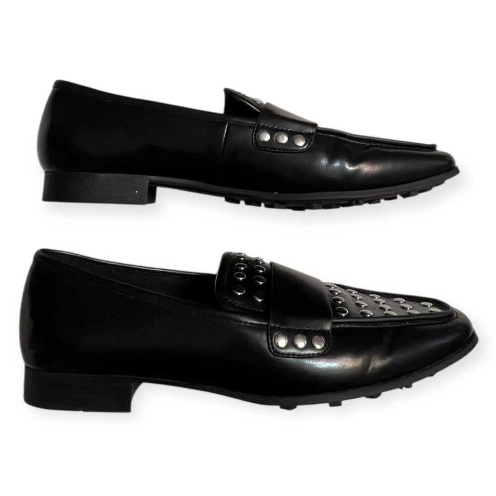 Aerosoles Women’s Studded Loafers Size 7.5 Black Leather Slip-On Comfort Shoes - Picture 6 of 7